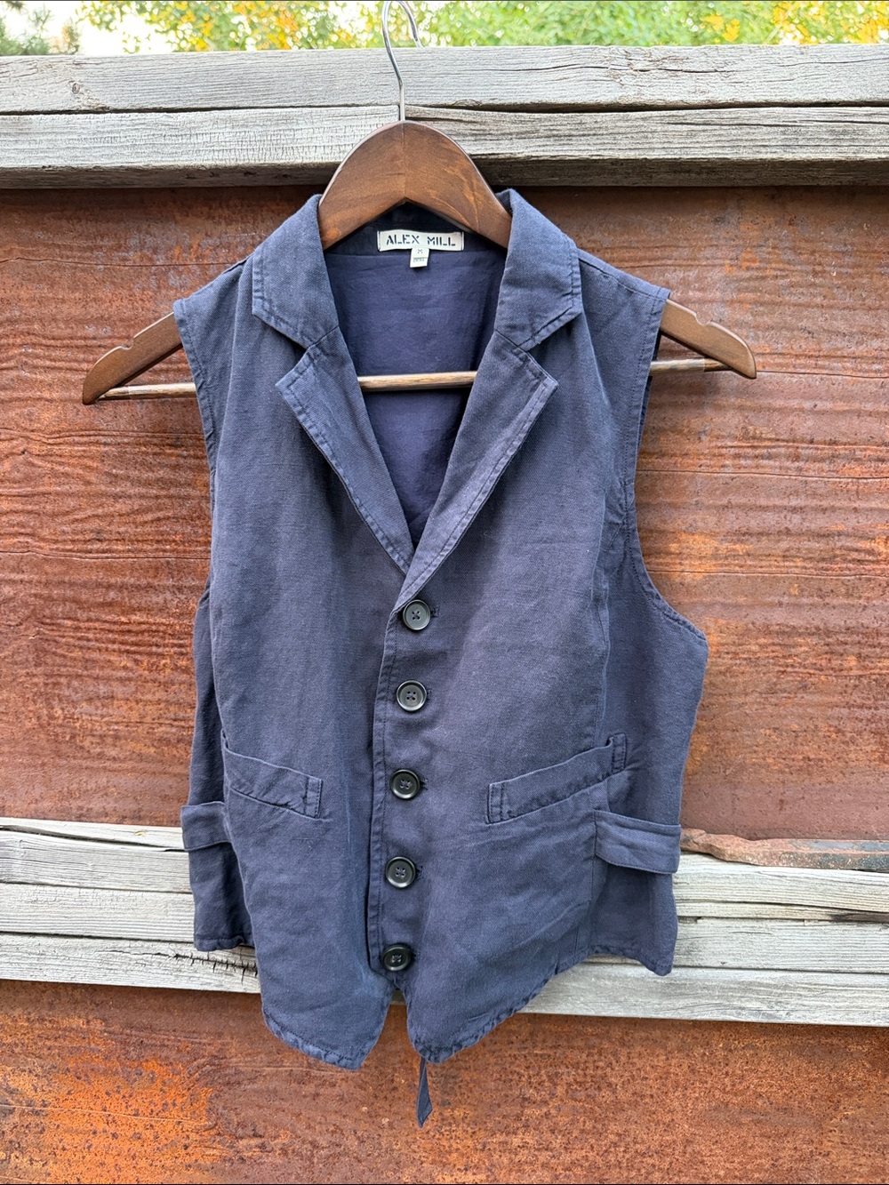 Alex Mill Navy Cotton Button-Front Vest